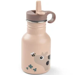 Drinkfles met rietje Tiny Farm Roze 350ML