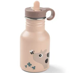 Drinkfles met rietje Tiny Farm Roze 350ML