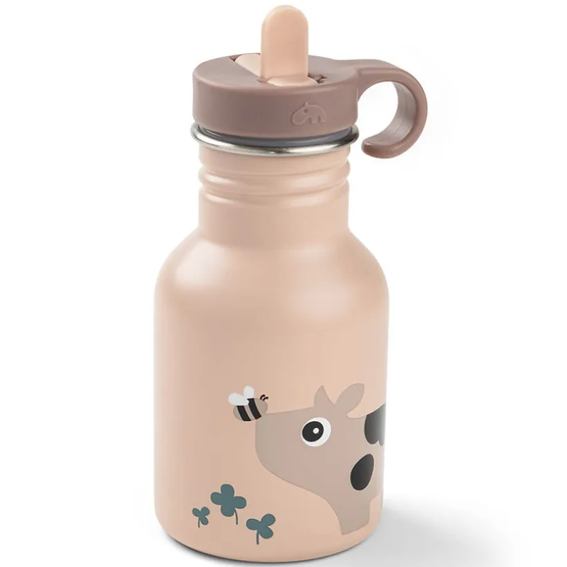 Drinkfles met rietje Tiny Farm Roze 350ML