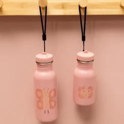 Drinkfles Mrs. Butterfly van roestvrij staal 500 ml met ergonomische dop en draagriem