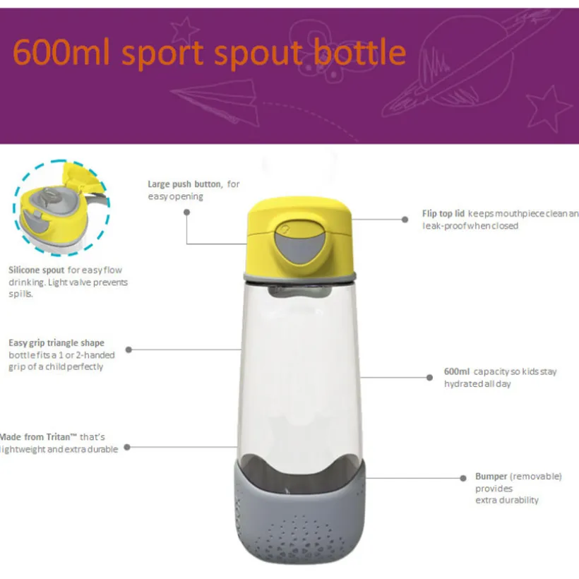 Drinkfles Sport met tuit 600ml Roze