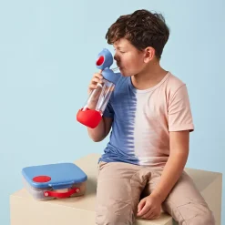 Drinkfles Tritan met silicone rietje 600ml Blauw