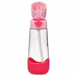 Drinkfles Tritan met silicone rietje 600ml Roze