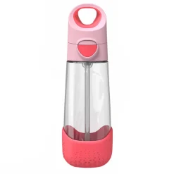 Drinkfles Tritan met silicone rietje 600ml Roze