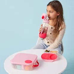 Drinkfles Tritan met silicone rietje 600ml Roze