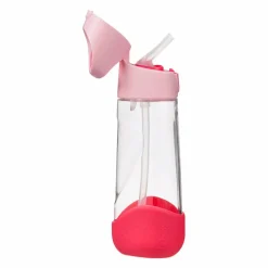 Drinkfles Tritan met silicone rietje 600ml Roze