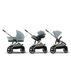 Dubbele Gazelle S kinderwagen met shoppermand taupe/stormy blue