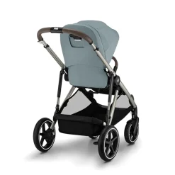 Dubbele Gazelle S kinderwagen met shoppermand taupe/stormy blue