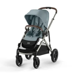 Dubbele Gazelle S kinderwagen met shoppermand taupe/stormy blue