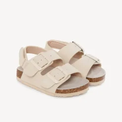 Dubbele gespsandalen met roze klittenband meisjes