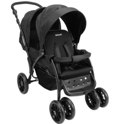 Dubbele kinderwagen voor kinderen van vergelijkbare leeftijd zwart