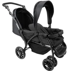 Dubbele kinderwagen voor kinderen van vergelijkbare leeftijd zwart