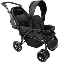 Dubbele kinderwagen voor kinderen van vergelijkbare leeftijd zwart