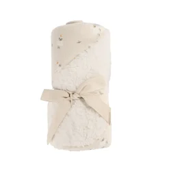 dubbelzijdige bi-materiaal deken met schapenprint La Vie à la Ferme beige