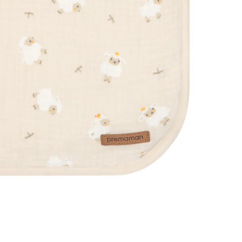 dubbelzijdige bi-materiaal deken met schapenprint La Vie à la Ferme beige