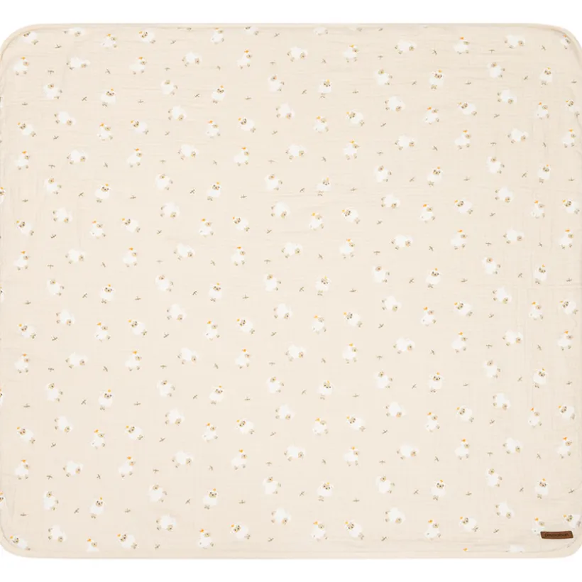 dubbelzijdige bi-materiaal deken met schapenprint La Vie à la Ferme beige