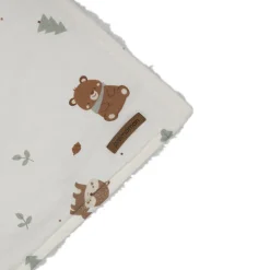 Dubbelzijdige bi-materiaal deken met bosdierenprint Roi des Forêts écru
