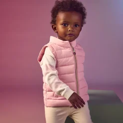 Dunne mouwloze donsjas van stof voor babymeisje