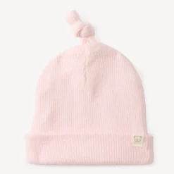 Eenkleurige geribbelde newborn muts