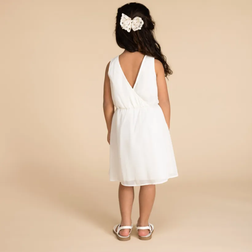 Effen crêpe jurk met racerback en bloemen voor meisjes