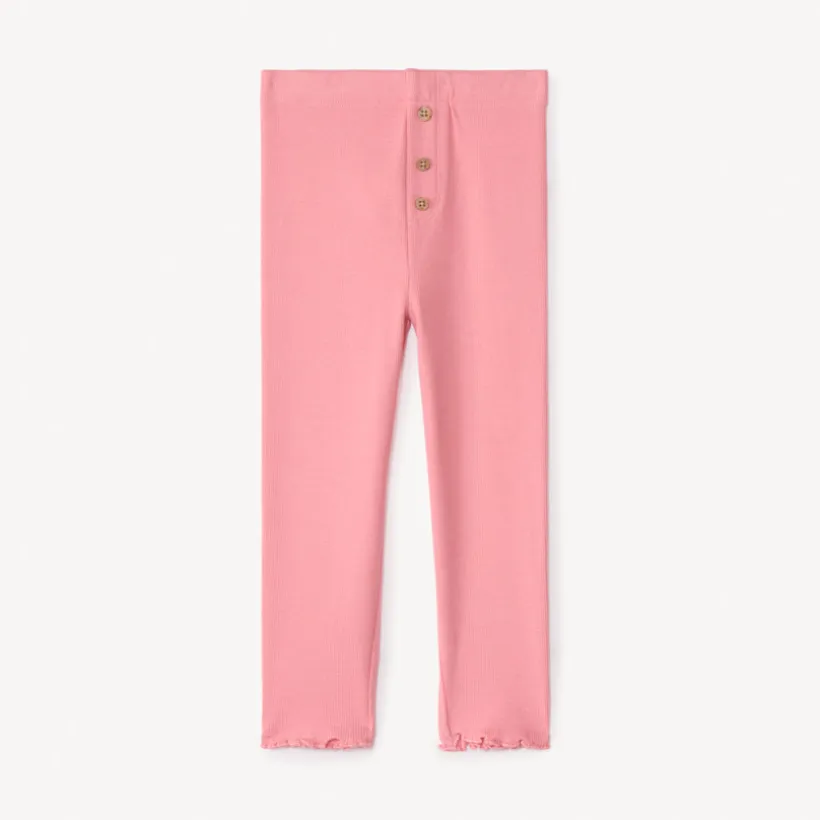 Effen geribde boxershort met knopen voor babymeisjes