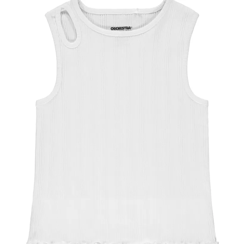 Effen ribbel tanktop met speelse druppelopening meisjes