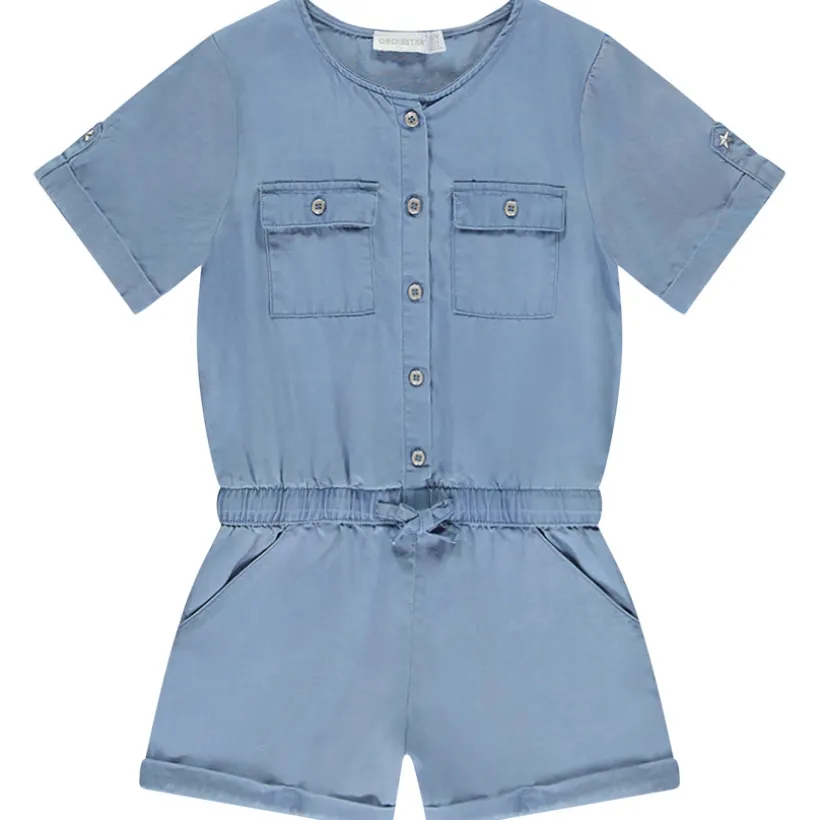 Effen serge combishort meisjes