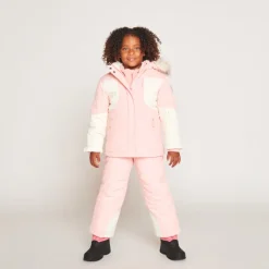 Effen skibroek met afneembare bretels meisjes roze