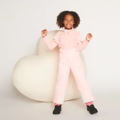 Effen skibroek met afneembare bretels meisjes roze