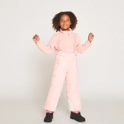 Effen skibroek met afneembare bretels meisjes roze