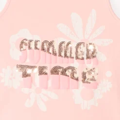 Effen tanktop met bloemenprint en pailletten meisjes