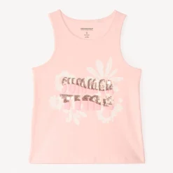 Effen tanktop met bloemenprint en pailletten meisjes