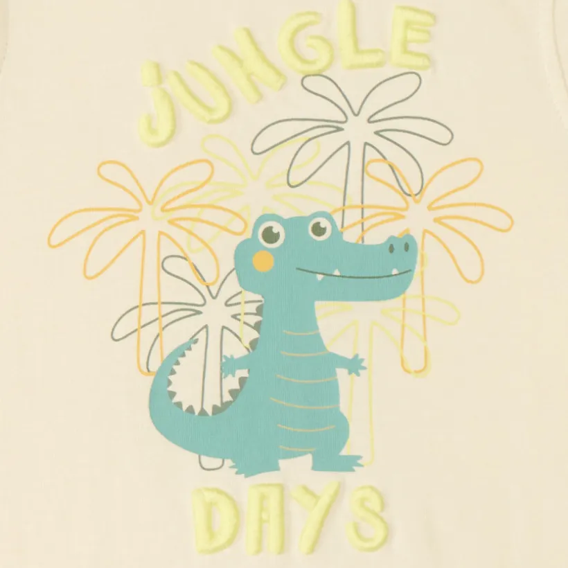 Effen tanktop met krokodilprint voor babyjongen