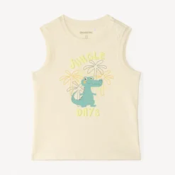 Effen tanktop met krokodilprint voor babyjongen