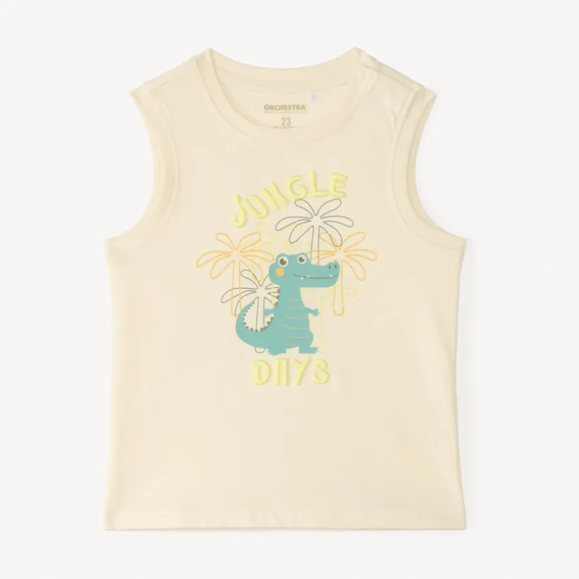 Effen tanktop met krokodilprint voor babyjongen