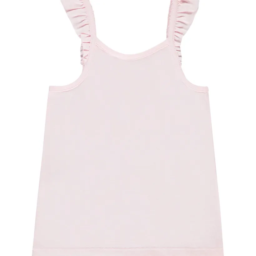 Effen tanktop met volantbretellen en print meisjes