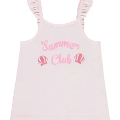 Effen tanktop met volantbretellen en print meisjes
