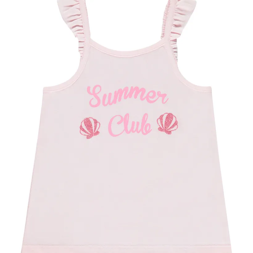 Effen tanktop met volantbretellen en print meisjes