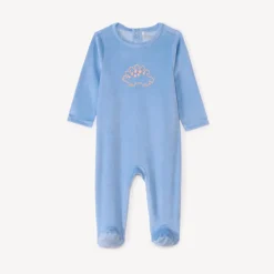 Effen velours slaapzak met print voor babyjongen