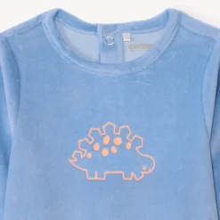 Effen velours slaapzak met print voor babyjongen
