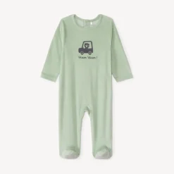 Effen velours slaapzak met print voor babyjongen