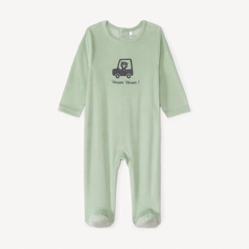 Effen velours slaapzak met print voor babyjongen