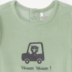 Effen velours slaapzak met print voor babyjongen