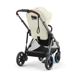 Elektrische dubbele kinderwagen e-Gazelle S met shoppermand taupe/seashell beige