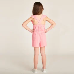 Eénkleurige slub overall met volantbandjes meisjes