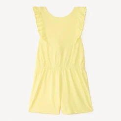 Eénkleurige slub overall met volantbandjes meisjes