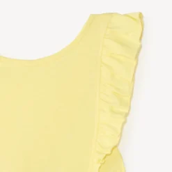 Eénkleurige slub overall met volantbandjes meisjes