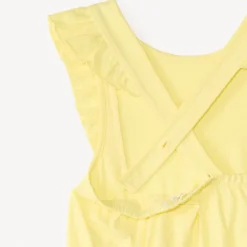Eénkleurige slub overall met volantbandjes meisjes