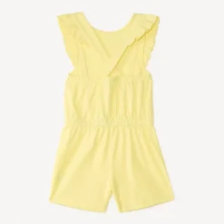 Eénkleurige slub overall met volantbandjes meisjes