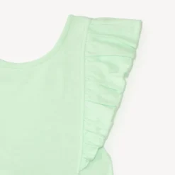 Eénkleurige slub overall met volantbandjes meisjes